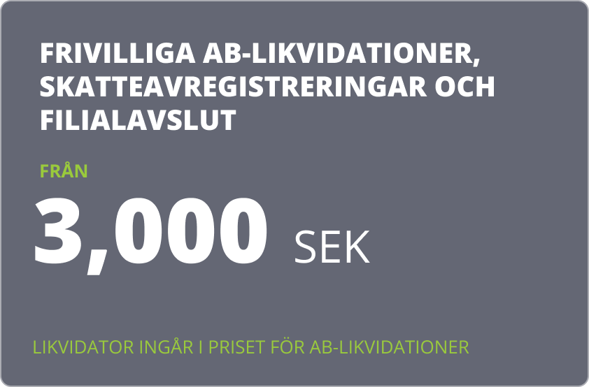 FRIVILLIGA AB-LIKVIDATIONER, SKATTEAVREGISTRERINGAR OCH FILIALAVSLUT