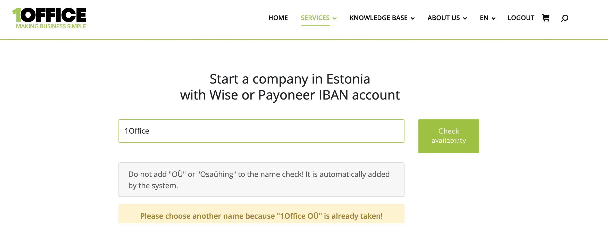 Company registration in Estonia step 1 name