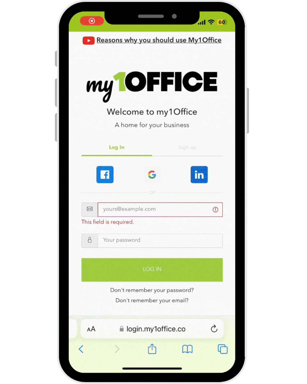 How to add My1Office to phone