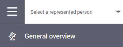 e-MTA — Select a represented person button in the top bar